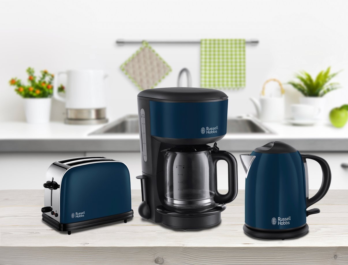Frühstücksset Kaffeemaschine Toaster Wasserkocher Blau